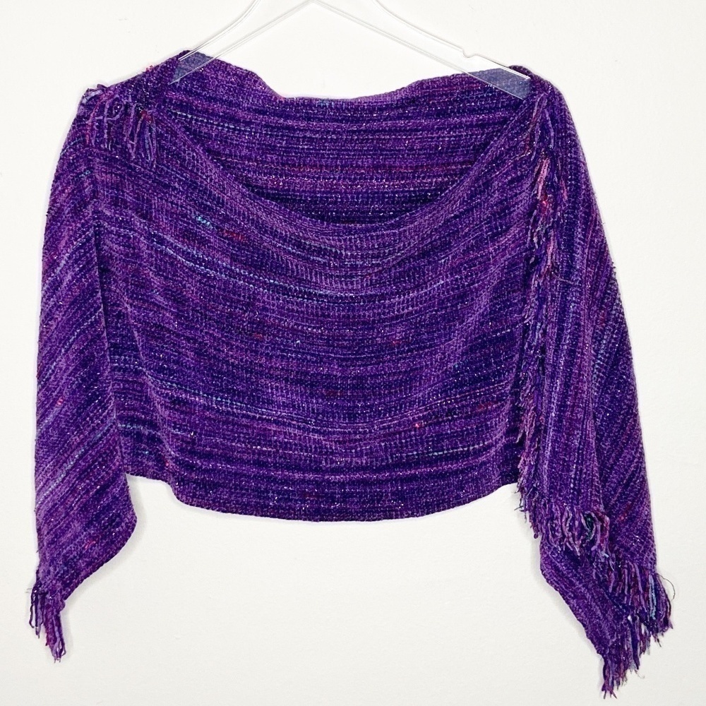 Artisan Handmade Purple  Chenille Poncho Wrap